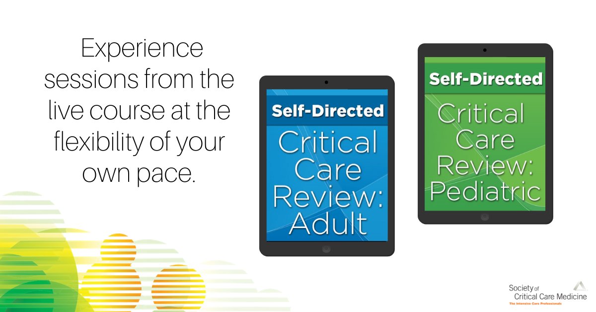 SCCM's tweet photo. Take advantage of virtual learning and earn CME/CE and MOC. Self-Directed Multiprofessional Critical Care Review features videos and lectures from the live course.

Adult: https://t.co/Of3rjyaXmv
Pediatric: https://t.co/RAwi4sHTK7

#SCCMSoMe #MCCRC https://t.co/fzIIMGgVE7