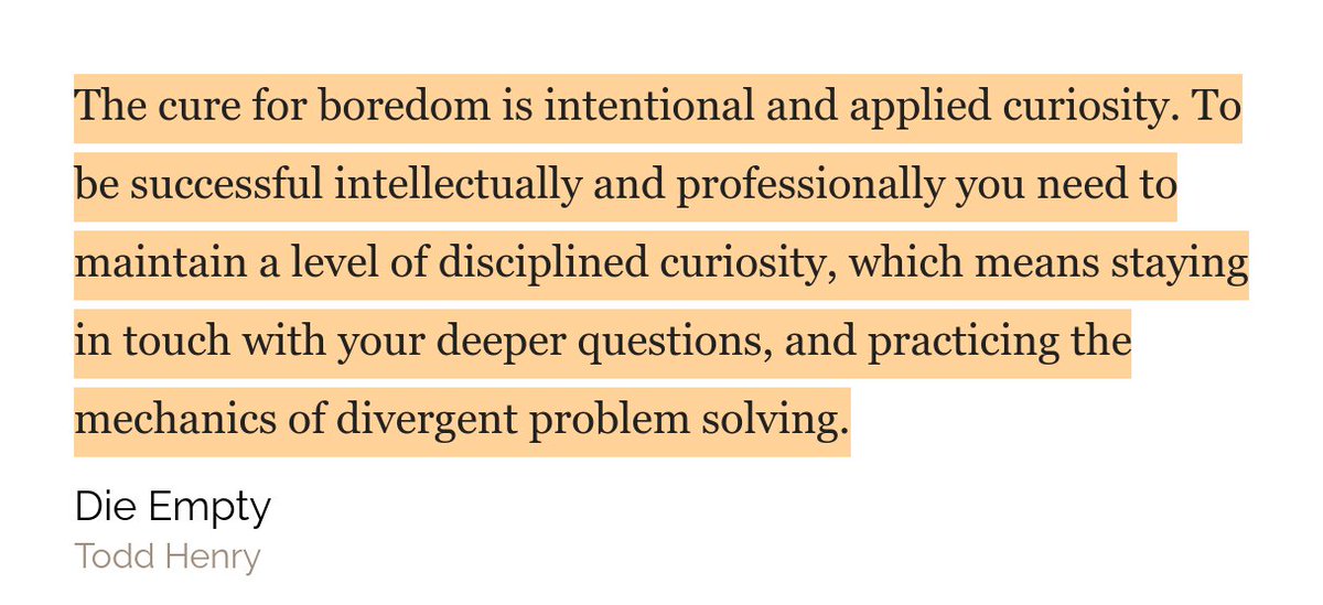 marktraphagen's tweet photo. The cure for boredom (from Die Empty by Todd Henry) https://t.co/XTAvp8Wdna
