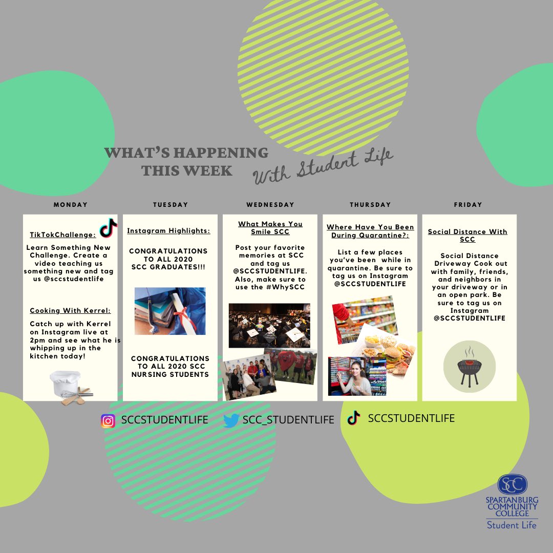SCC Student Life (@scc_studentlife) on Twitter photo This is what’s happening in Student Life!! So join us all week for some quarantine fun!! This is what’s happening in Student Life!! So join us all week for some quarantine fun!!
