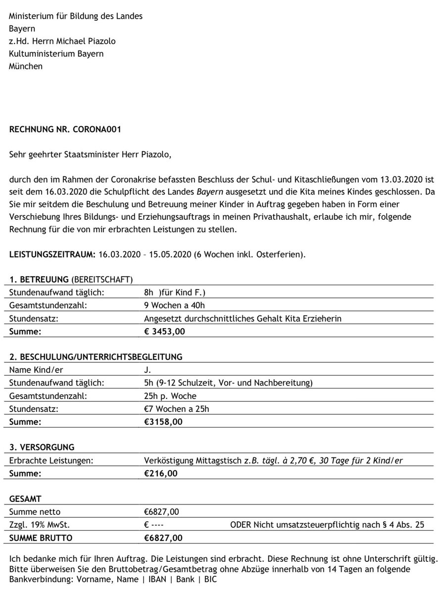 Uhlenbusch Das Bmfsfj Hatte Gestern Warme Worte Fur Die Mehrarbeit Von Muttern Wir Eltern Haben Heute Eine Rechnung Eur67 Fur Unsere Arbeit Seit Dem 17 Marz Vielen Dank Im Voraus