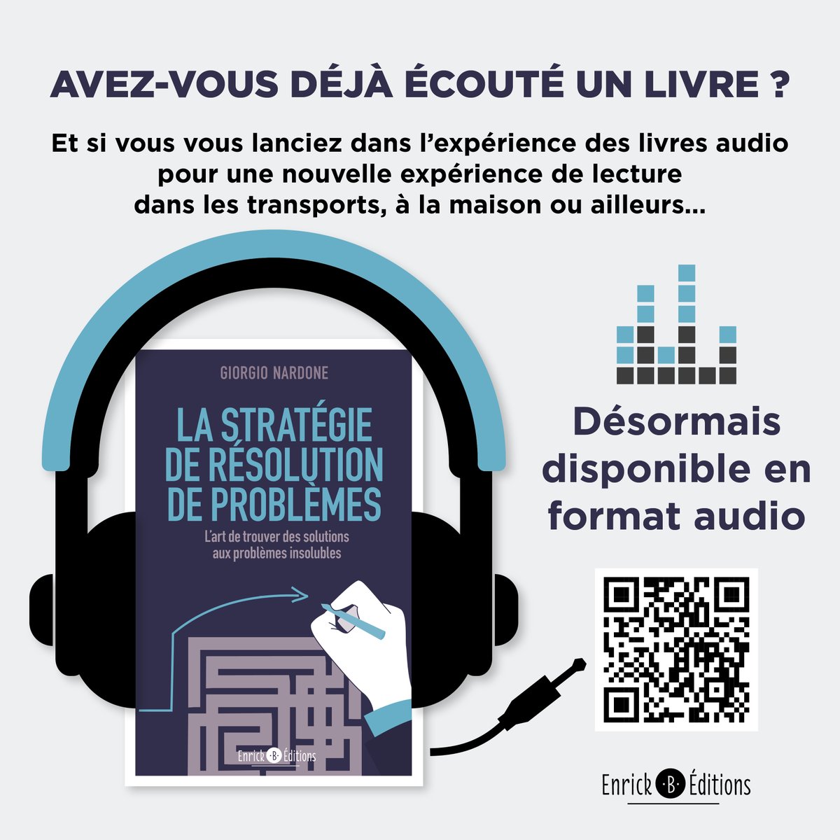 Et si vous vous lanciez dans l’expérience des livres audio ? 🎧 
"La stratégie de résolution de problème" de Giorgio Nardone  est désormais dispo en format audio pour une nouvelle expérience de lecture dans les transports, à la maison ou ailleurs... -> tinyurl.com/ybgektt9