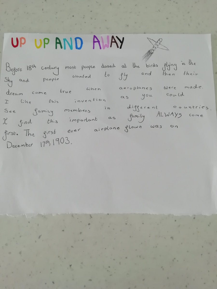 Michell02309290's tweet photo. @StAnthony5_6A Beth enjoyed looking at all the different invention's but she liked the aeroplane the most, here are s few facts she found out ✈️ https://t.co/pwBziKKp0V