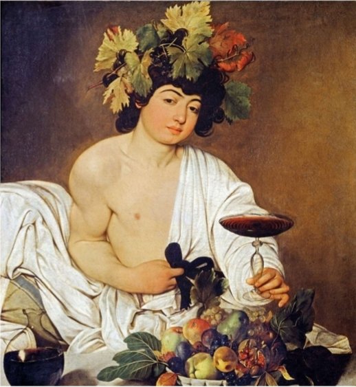 realCaravaggio's tweet photo. "Bacco", 1596-97
Lasciatevi coinvolgere dallo sguardo enigmatico di questo giovane, modello della mia bottega, contornato da una natura morta (che come ben sapete nelle mie opere è ricorrente).
Ma osservate soprattutto la sua realisticità, opera di un vero genio. https://t.co/hNU20jfK0L