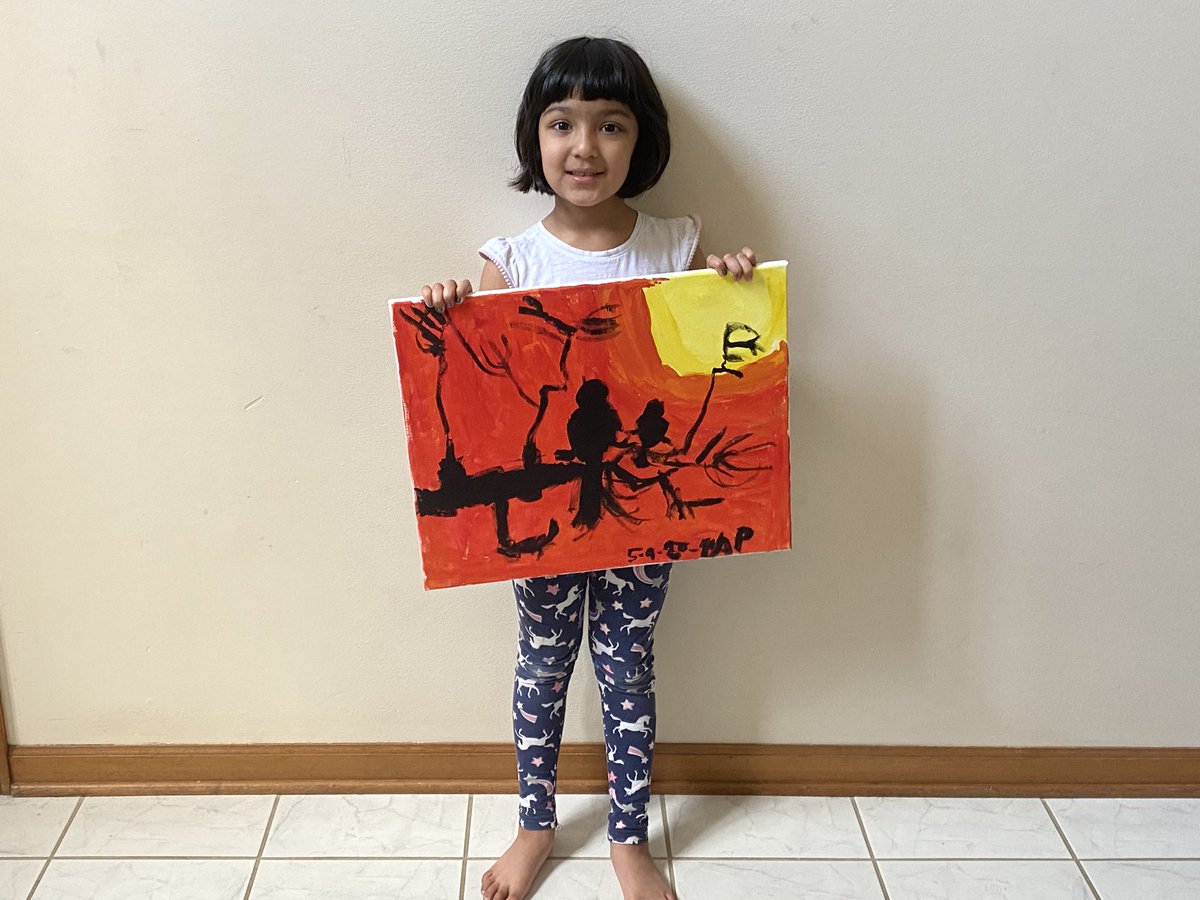 pat_sneha's tweet photo. Dilan and Arya’s first painting on canvas. We had a great time celebrating Arya’s 6th birthday at home. ⁦@d61polly⁩ ,⁦@d61stachnik⁩ ,#d61learns ,#kidsart https://t.co/zRSHnme1UP