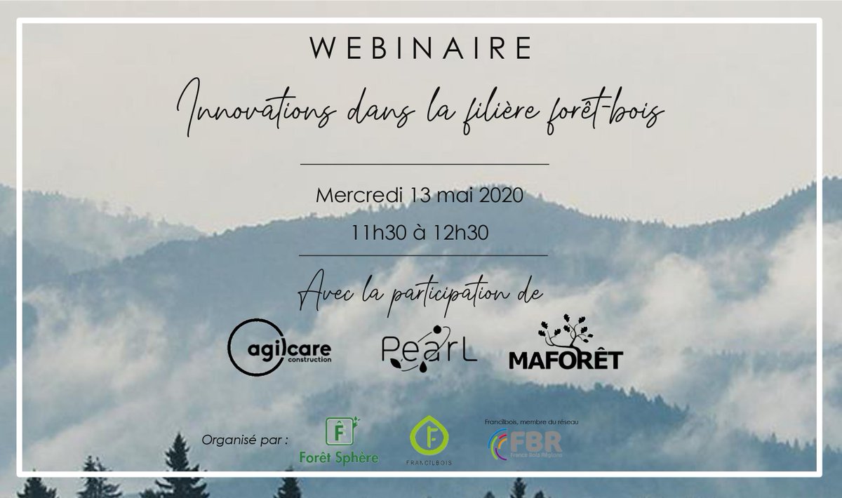 fibois_idf's tweet image. Rendez-vous ce mercredi 13 mars à 11h30 pour notre 1er webinaire en partenariat avec #ForêtSphère : Innovations dans la filière #forêt-#bois !

Avec O. Forsans de @MaForet_fr, L. Jauberty de #PearL et A. Maréchaux d&apos;@agilcare. 🌳🌲

Inscriptions : 
➡️cutt.ly/9yz2dBf