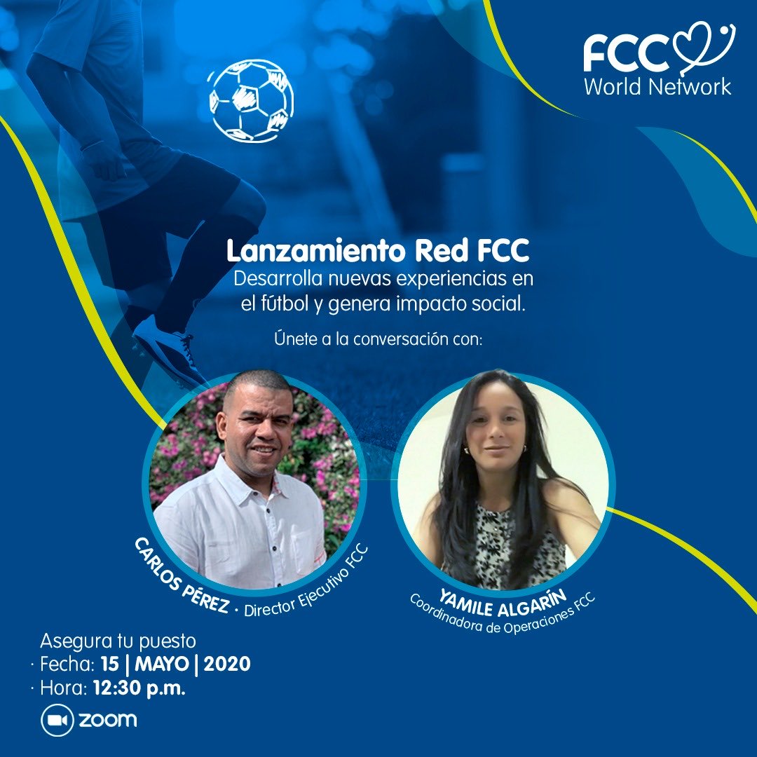 samuelazout's tweet photo. No te pierdas el lanzamiento de la Red Mundial Fútbol con Corazón, 15 de Mayo, 12.30 p.m. #FCCWorldNetwork de Colombia para el mundo. https://t.co/XwS8Zzihcz