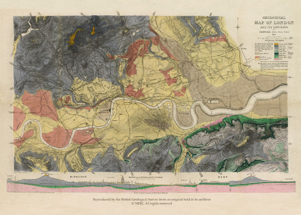 BGSenquiries's tweet photo. The first comprehensive geological map of London and its environs was published in 1856 by R. W. Mylne. This 1871 edition of the map gives a glimpse into the history of urban development in London in the mid 19th Century. @bcsweb @BritGeoSurvey #myfavemap #geology #maps https://t.co/723me5tzJd