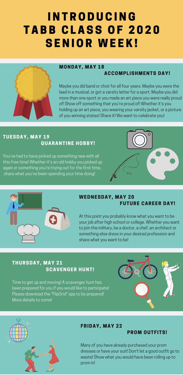 TabbHigh2020's tweet photo. SENIOR WEEK! We want to celebrate you! 👀 https://t.co/kXiPxBsf1m