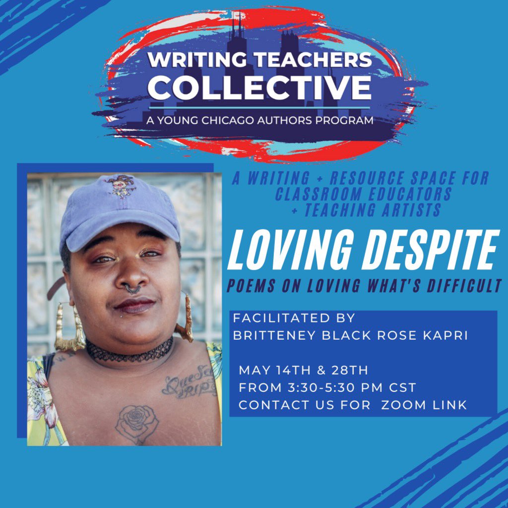 YoungChiAuthors's tweet photo. The Writing Teachers Collective is a space to bridge the gap between classroom teachers, mentors, and teaching artists. Our next session is entitled Loving Despite: poems on loving what’s difficult- facilitated by @GoGoGadgetHoe ! DM for the link #writingteacher #ycastillwriting https://t.co/gpX9zKLvtS