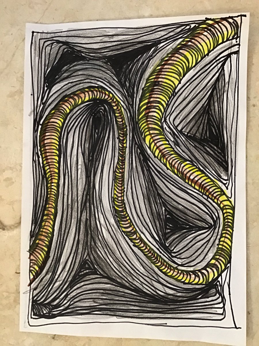 BSB_KS2's tweet photo. Line drawing in Art - 3D worms. @BSB_KS2 @britishschoolro  #artwork https://t.co/Epa6QVaEme