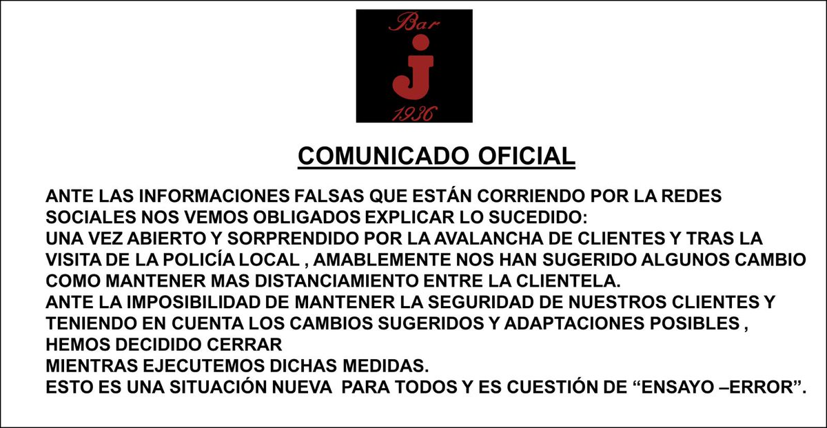 BarJotaSevilla's tweet photo. COMUNICADO OFICIAL: https://t.co/cTOdZ73ehl