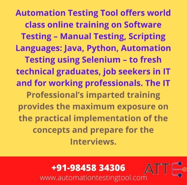 testing_tool's tweet image. #Automationtestingtool
#technicalgraduates
#Automationtesting 
#manualtesting 
#jobseekers
#technicalsupport
#interviewtips

We are just a call away for #Automationtestingtraining
+91-98458 34306
Web:buff.ly/37Hd0kQ