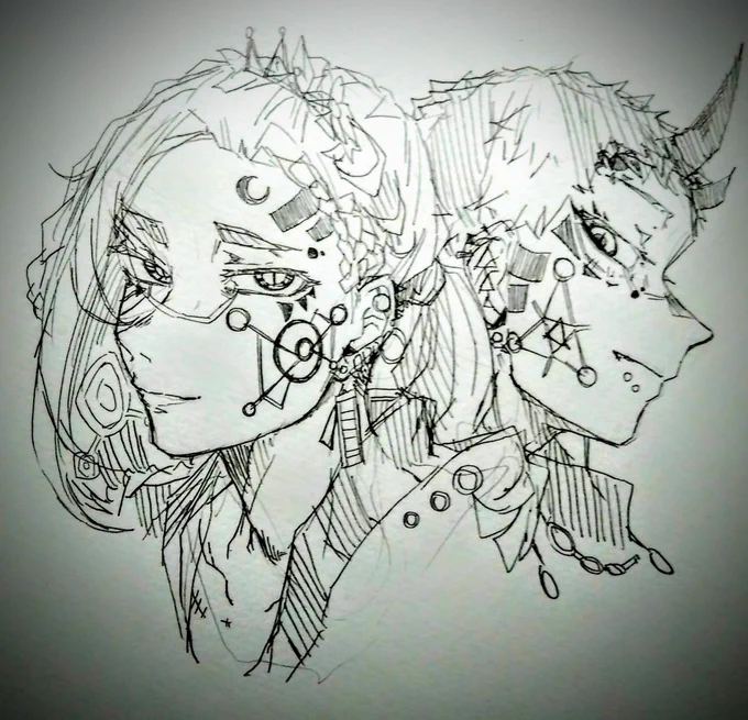 神様と鬼神
#イラスト #オリキャラ 