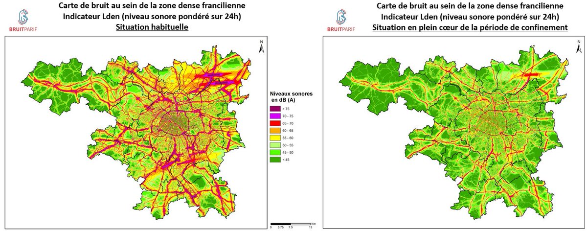 Bruitparif's tweet photo. Bilan @Bruitparif sur la totalité de la période de confinement, semaine après semaine : ↘️#bruit en #Idf 
1ère quinzaine d'avril aura été la période la plus calme, remontée des niveaux sonores le long des axes routiers depuis fin avril... Tout savoir :https://t.co/1ZT4hUDnQE https://t.co/NeUyyYAd3Z