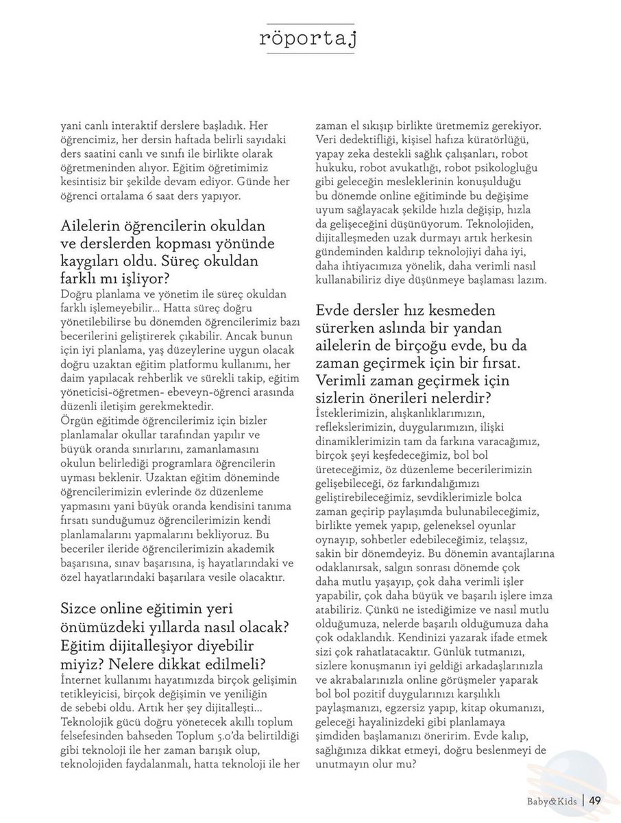 Uğur Okulları Eğitim ve Öğretimden Sorumlu Genel Müdür Yardımcısı Nil Çiçek, uzaktan eğitimle ilgili tüm merak edilenleri Baby and Kids Dergisi’nde açıkladı.

<a href="/BabyAndKidsMag/">Baby & Kids Magazine</a> 
#UğurluOlmak