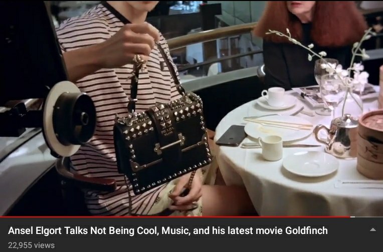 killerd__20's tweet photo. @heyjoshd Look at Ansel Elgort's bag at an interview https://t.co/TtRau7dWoW