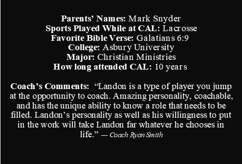 CenturionAD's tweet photo. Please join us in honoring senior boys lacrosse player, Landon Snyder #seniors2020 https://t.co/upD9lpjVJu
