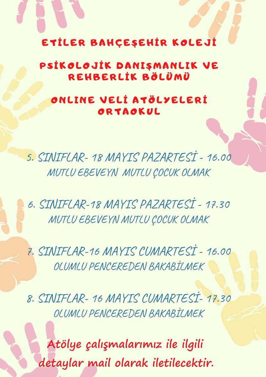 Biliyoruz sizin de paylaşmaya ihtiyacınız var. O halde online veli atölye çalışmalarımıza bekleriz. <a href="/etilerpdr/">@Bahcesehir Etiler PDR</a>