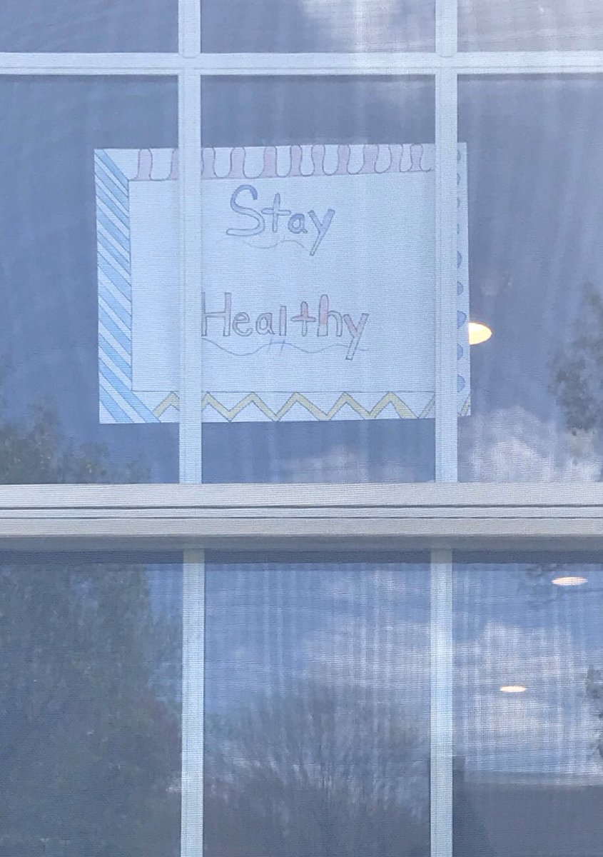MrsThomasey's tweet photo. Students in Ocean Township are staying strong with the Positivity Project! 

You can join too! Create a sign with a positive or uplifting message to share with the OT community. Make it bright and colorful!!!  Place your sign in a window for everyone to see! https://t.co/wL3uoXnU6N