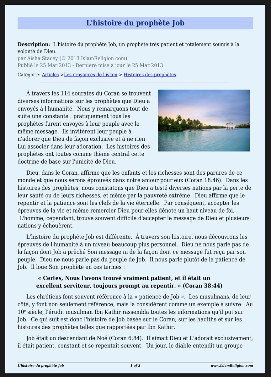 « Dieu nous suffit et quel excellent garant » [S3V173]On retrouve la notion de confiance en Dieu dans l’histoire du Prophète Ayoub qui était considéré comme très patient malgré ses épreuves difficiles.Histoire du prophète Ayoub rapide (on dirait pas mais ça l’est !) à lire :