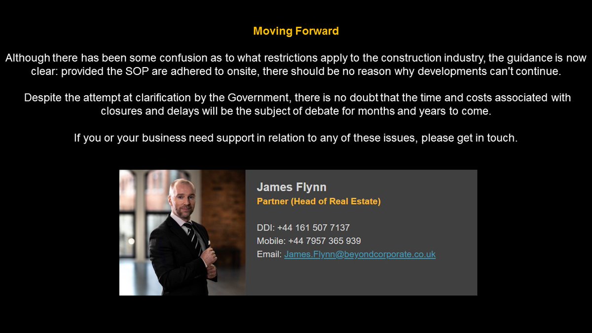 BeyondCorpLaw's tweet photo. Navigating the key #COVID19 issues around #construction and #BackToWork - our team of #RealEstate experts are on hand to help: 📧 james.flynn@beyondcorporate.co.uk 📞07957 365 939 #corporatelaw #Manchester https://t.co/IAc4e2bZUu