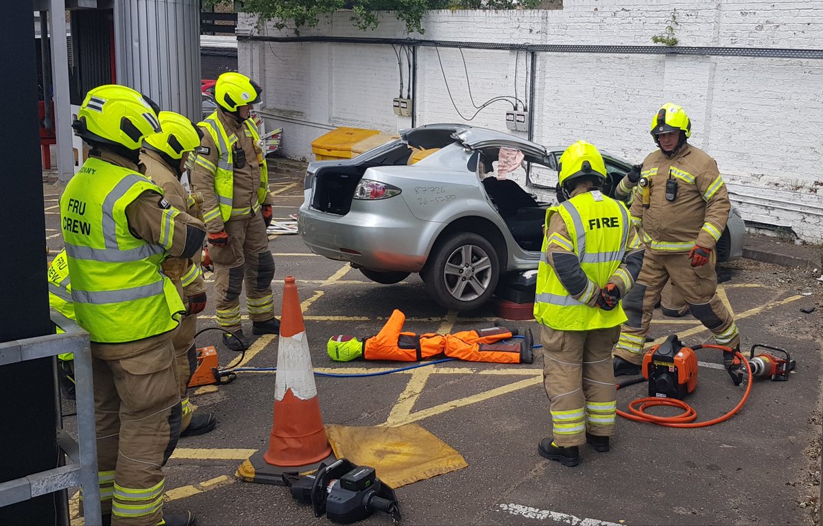 LFBLEWISHAM's tweet photo. #Lewisham crews maintaining their life saving #RTC skills.
#notjustfires #Londonroadsafety. https://t.co/EfLhJZvMRg