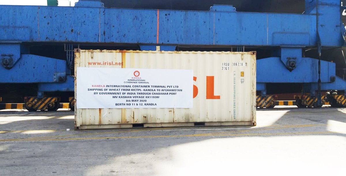 KICTerminal's tweet photo. M.V. Kashan – IIX1193W sailed out from Kandla International Container Terminal @KICTerminal of DPT in Gujarat on May 9, 2020 carrying 435 TEUs/10962 metric tonnes of wheat for Afghanistan. https://t.co/pV7nUd4xof