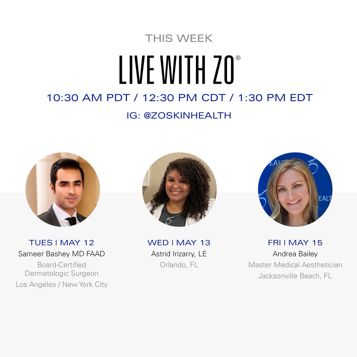 zoskinhealth's tweet photo. Tune in this week on Instagram as we continue our #ZOSKINTAKEOVER series, with Dr. Bashey and #ZOCREW members. https://t.co/3ZTbwndGeA