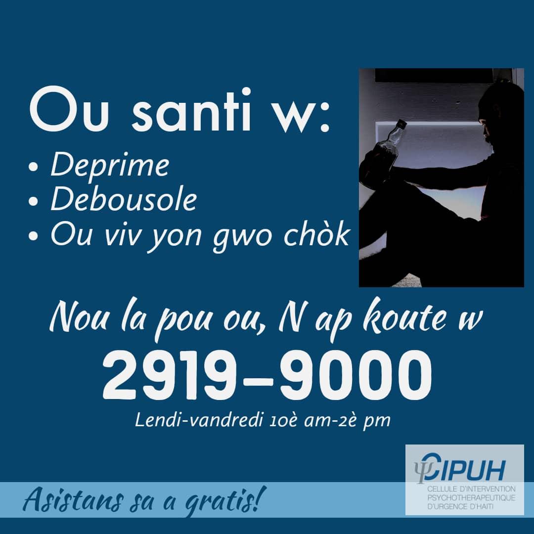 timvalda_'s tweet photo. Pwofesyonèl sante mantal yo la pou ou. Sa pral fè yon mwa depi yo mete ansanm pou ofri popilasyon an sèvis sa. Liy sa ouvri pou ou, pou zanmi w, fanmi w, kolèg ou, tout moun ki bezwen asistans silojik an ijans. Pataje enfòmasyon sa, nimewo a! #NouLaPouOu https://t.co/4cJbAgT2AZ