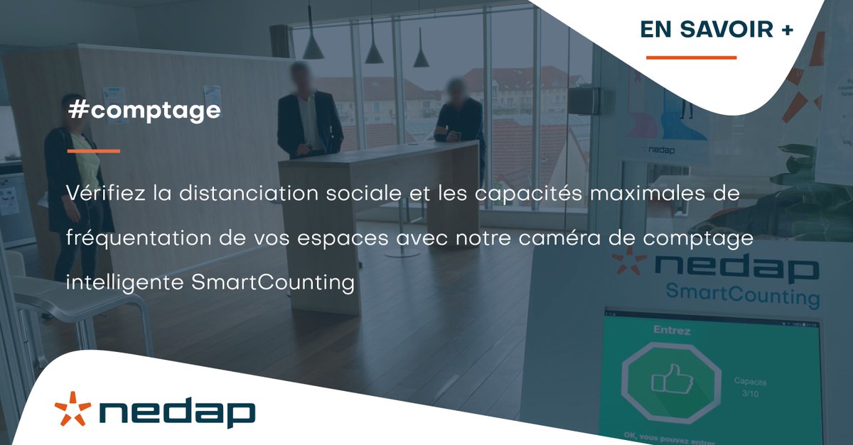 Nedapfr's tweet image. Avec la #caméra de #comptage intelligent #SmartCounting, simplifiez votre retour : veillez au respect de la #distanciation #sociale, contrôlez la capacité maximale de #fréquentation de vos espaces, et alertez vos visiteurs. Contactez nos équipes : contact.retail@nedap.fr