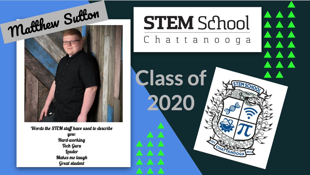 STEMcha's tweet photo. STEM School Chattanooga is honored to recognize our Class of 2020. We proudly introduce you to our graduates. #STEMCha #STEMSchoolChattanooga #Classof2020 #SrRecognition #quarantined #stemstudentsarethebeststudents #stemkidsarethebestkids #proudSTEMstaff #SweetVictory https://t.co/tEHaSlkh9a
