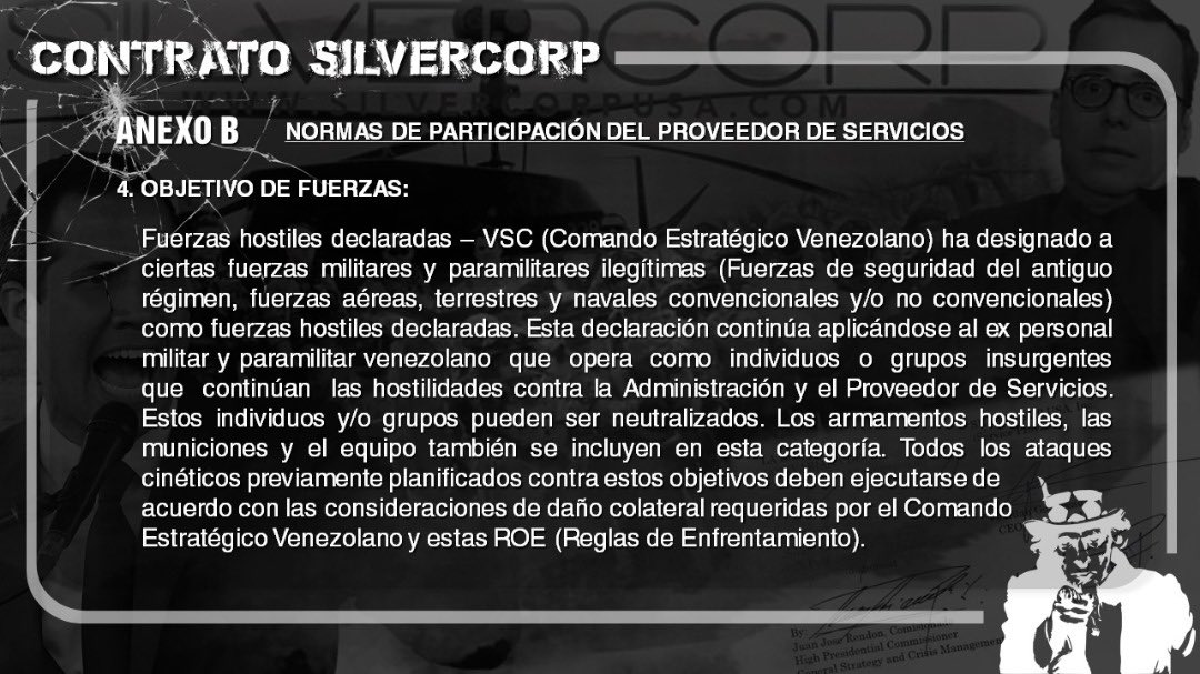 Así solicitaban, mediante contrato, el asesinato de los hombres y mujeres de la FANB. Lo más repulsivo es que quienes firmaron esto, son los que nos hacían llamados a “ponernos del lado de la democracia” ¿Cuál democracia? ¿La democracia de los sepulcros? ¿Y la política?