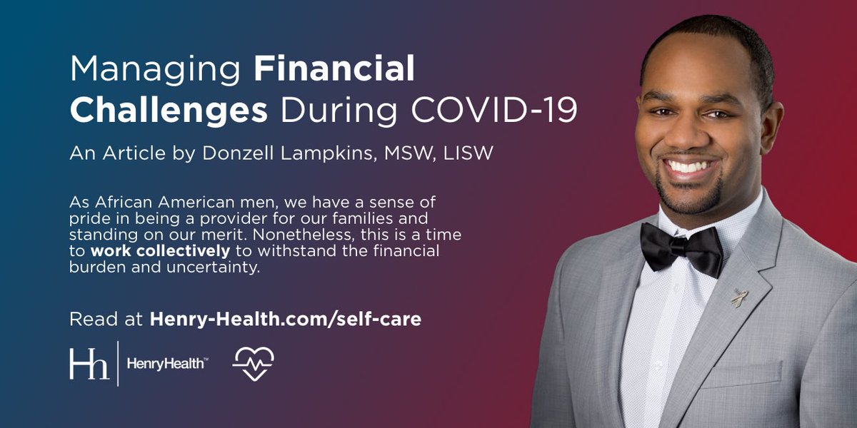 hellobackpack_'s tweet photo. Happy Monday! Here are some tips for navigating financial stress during COVID-19 from licensed mental health therapist, Donzell Lampkins MSW, LISW at https://t.co/86GWfRFvlm
#henryhealth #reclaimingourstrength #tenmoreyears #mentalhealth #whole #selfcare #covıd19 https://t.co/6u5RvOzUrQ
