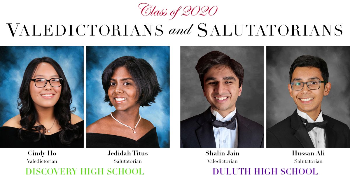 We're putting the focus on members of the Class of 2020– in the classroom, in athletics, and in the arts! Over the next few days, we're honoring valedictorians and salutatorians. Help us celebrate students at Discovery and Duluth high schools! #seniorspotlight #GCPSClassof2020
