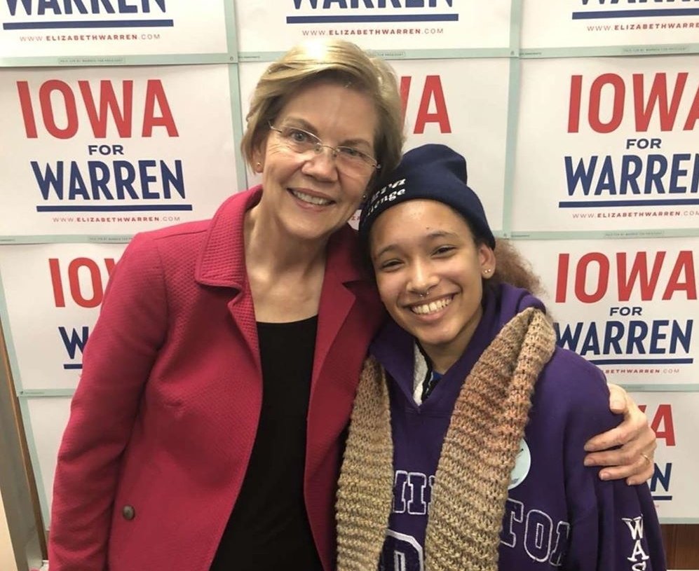 DrBrothmanNCCHS's tweet photo. As the 2019-20 school year winds down, I wanted to begin posting some memorable moments in social studies. This graduating senior posed with 2 Presidential Candidates during our trip to Iowa! More pics to come.  @NCCHS_WARHAWKS @NMikva @MikvaChallenge @nccusd @OlailaWalker https://t.co/IMjzMhNGJr