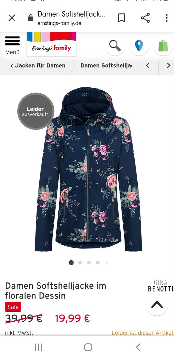 Vielleicht kann mir hier wer helfen...
Meine Oma findet diese Jacke unglaublich schön. Leider ist sie bei Ernstings Family auf der Website ausverkauft.
Sie ist vereinzelt noch in Läden auffindbar, wir brauchen sie aber in 38...

Sollte einer sie sehen... schreit... bitte.