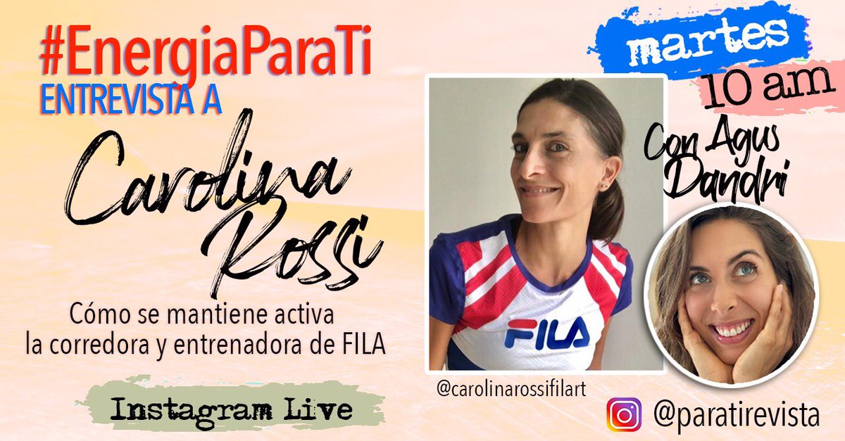 Seguimos empezando los días con #EnergiaParaTi Mañana, a las 10 am conéctate en nuestra cuenta de Instagram para ver un vivo con <a href="/agusdandri/">Agustina D'Andraia</a> y @carolinarossifilart ¡Mantenete activa esta #cuarentena!
.
.
.
.
#fitness #tendencias #mequedoencasa