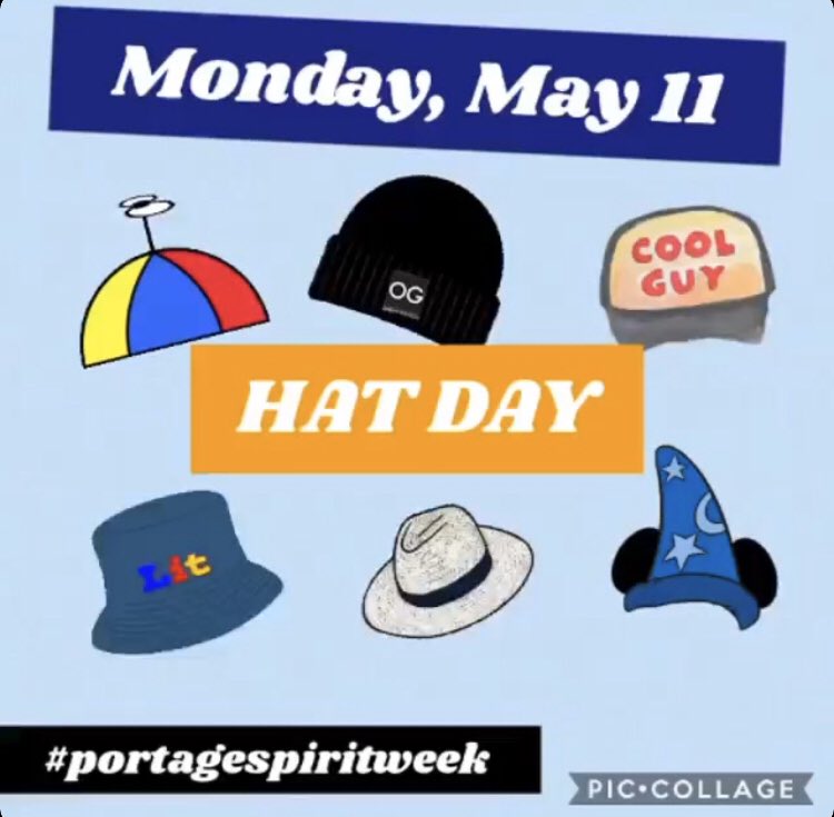 PortageMS's tweet photo. It’s hat day Rams! Share your photos with #portagespiritweek https://t.co/rAIif9N9jb