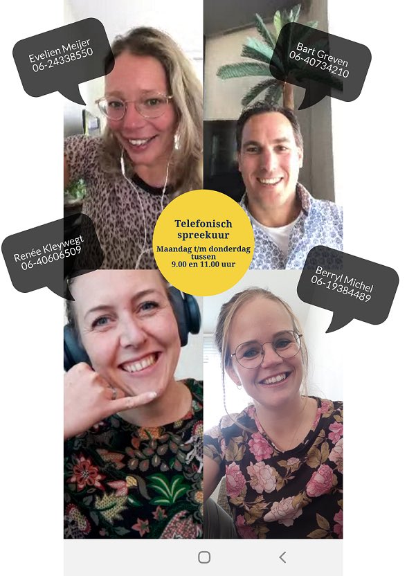 Nu 4x per week een spreekuur voor alle ondernemers in <a href="/gemhofvantwente/">Gemeente Hof van Twente</a>! Vragen over Coronamaatregelen, terrassen, regelingen of advies / steun nodig? Bel ons: <a href="/OndernemenHvT/">Ondernemersloket HvT</a> <a href="/meijerevelien/">Evelien Meijer</a> <a href="/Renazda/">Renée Kleywegt</a> 📞 ps: ook de overige momenten gewoon bereikbaar voor onze bedrijven hoor!