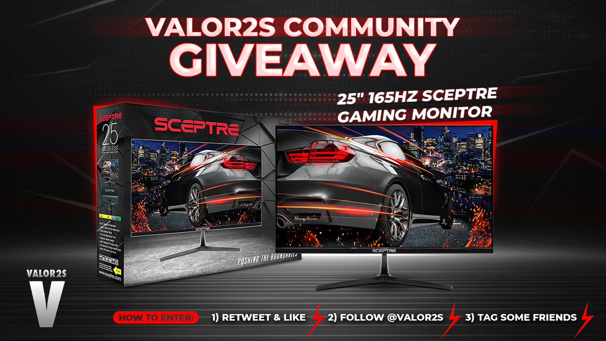 VIzzy34's tweet photo. 🎁 Our 4th Community Giveaway Is LIVE!
Enter for your chance to win this 25" 165Hz #Sceptre Gaming Monitor

To Enter:
🔗 https://t.co/gL7ejpjObM

Bonus Entries:
💞 Retweet &amp; Like
🔔 Follow @Valor2S 
👋 Tag a few friends https://t.co/M2hE9dO9jV