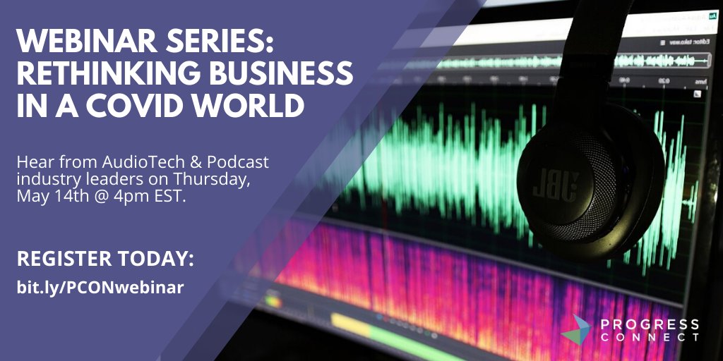Progress_VC's tweet photo. This week on our weekly Webinar Series we will be discussing Podcast &amp; AudioTech trends. Join us this Thursday at 4:00pm EST - Register here: https://t.co/82wJwstTdT

P.S. We are launching a second season of webinars, stay tuned for dates/more details! https://t.co/BsEM5O9TaB