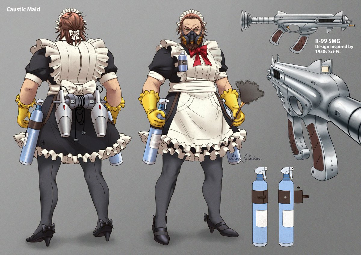 For giggles, Caustic maid and 1950's scifi inspired R-99 as bonus. 