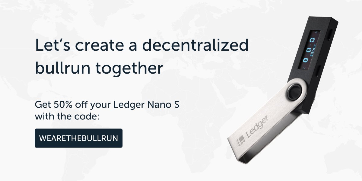 For the #Bitcoin halving, anything can happen.

Join our movement, #WeAreTheBullRun. Let's create a decentralized bull run together - get 50% off your Ledger Nano S. Don't miss this.

Is this a #Ledger halving?

Only time to #FOMO: bit.ly/2WIBPtu