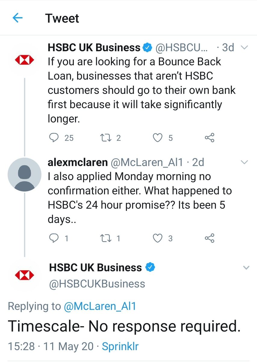 Can you explain this? <a href="/HSBC/">HSBC</a>UKBusiness 

Should you have replied "timescale- no response required" ?

Can we assume that is the official line of @HSBC?

Ignore all posts that want to know about timescales and how you have massively dropped the ball?