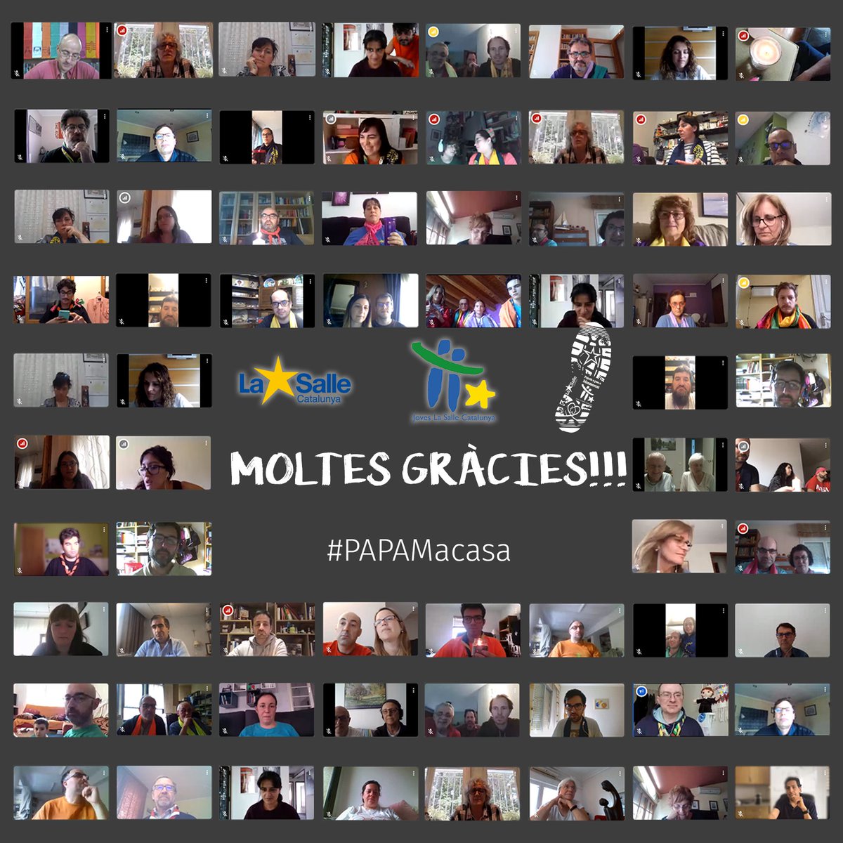 Més de 200 persones es van connectar dissabte passat per celebrar la #PapamAcasa / Entre tots els participants es van fer un total de 7.759,63 km i 485 persones van arribar a Montserrat! Una altra vegada, moltes gràcies per fer-ho possible! #SomLaSalle #LaSalleACasa