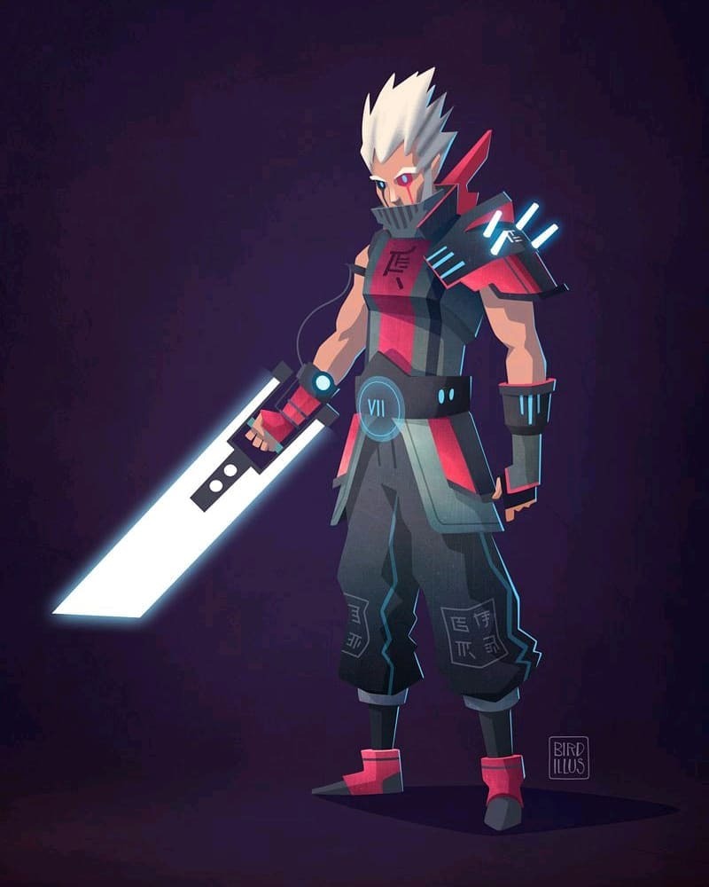 A reimagined cyberpunk Cloud Strife. My entry for this months "Final Fantasy" character design challenge.⠀
⠀
#finalfantasy #characterdesign #characterdesignchallenge #cloudstrife #visualdevelopment #cdchallenge #illustration #cloudstrife #finalfantas… instagr.am/p/CADSV44DOBC/