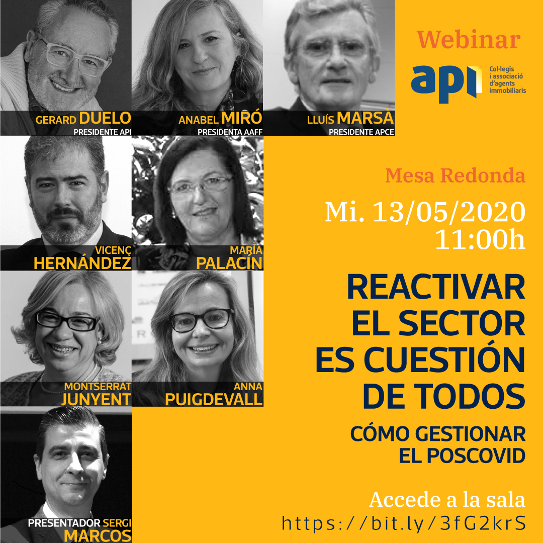apicatalunya's tweet image. Reactivar el sector es cuestión de todos.
 13 de mayo a las 11 realizaremos webinar gratuito sobre la reactivación del sector: 

Puedes acceder través del siguiente enlace bit.ly/3fx8fzw 

#webinar #orgullapi #espcialcovid #covid19 #agenciainmobiliaria #COAPIBCN #AIC