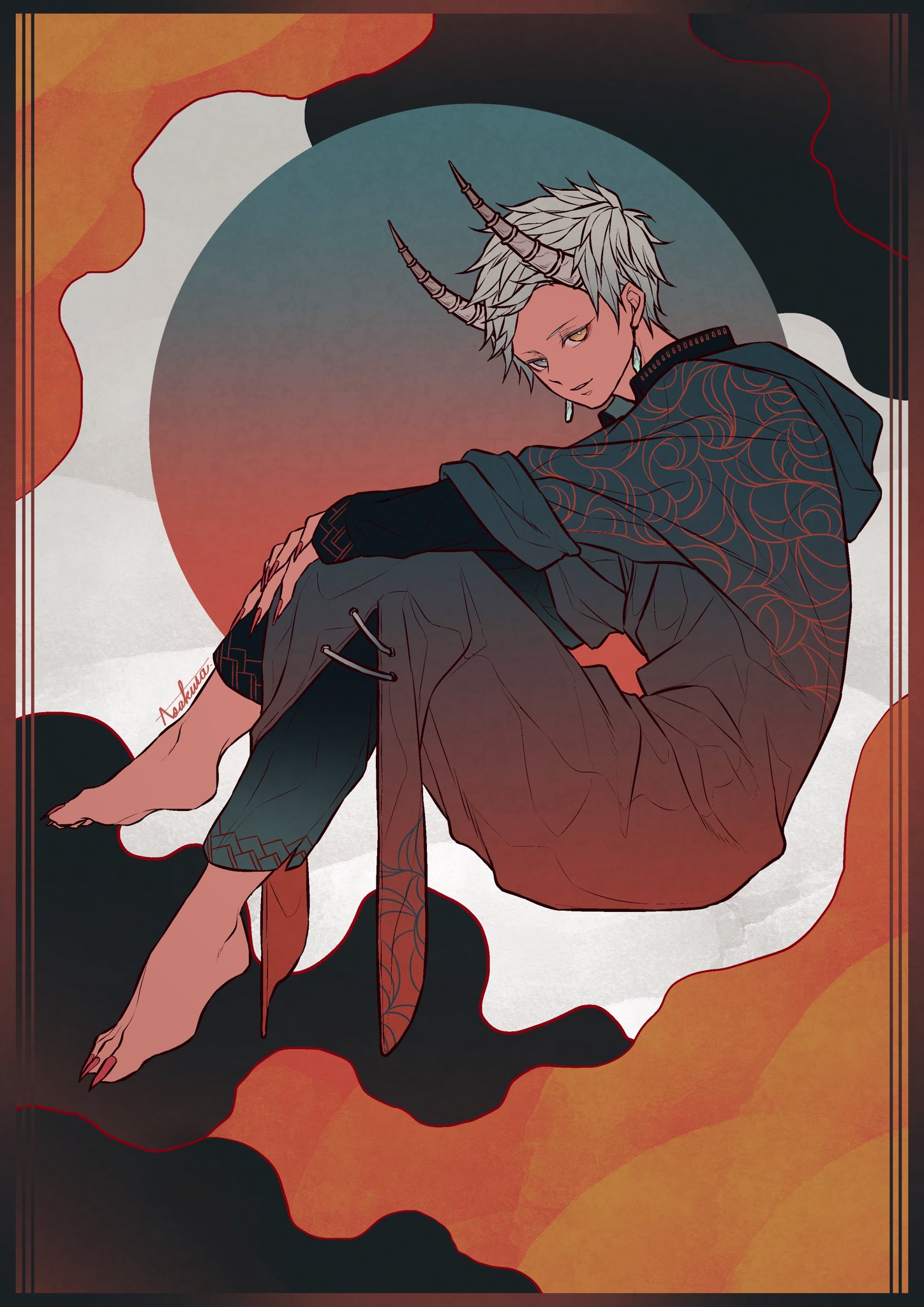 麻倉 壱 Originalthemedrawing緩 お題 ネイル 褐色肌 オッドアイ 角 ワンピース シーグラス T Co Hbtjywfywn Twitter