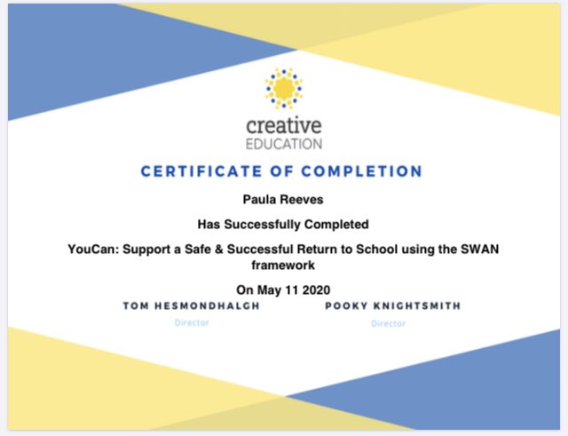 BrookeHill_ELSA's tweet photo. Thanks again @PookyH @CreativeEdu another fantastically put together short course. Lots of great points raised #wellbeing #schoolelsa https://t.co/Df0OmmZolo