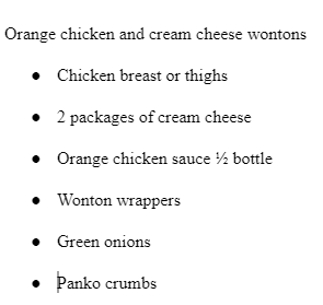aberryfinn's tweet image. Culinary II student Hannah Avila's #PantryCooking dish was amazing- Orange Chicken with Cream Cheese Wontons #LHSCulinary